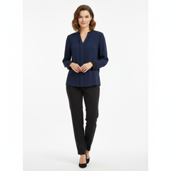 VoidVirtue Luxe Contrast Trim Elegant Women’s Blouse