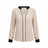 VoidVirtue Luxe Contrast Trim Elegant Women’s Blouse